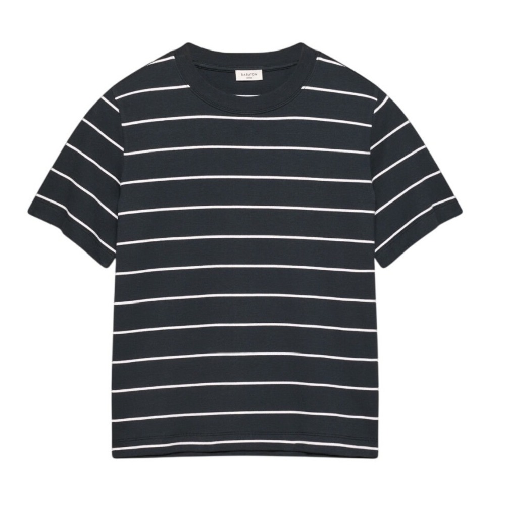Aritzia Babaton InterLock Cotton Function T-Shirt M Navy White Stripe